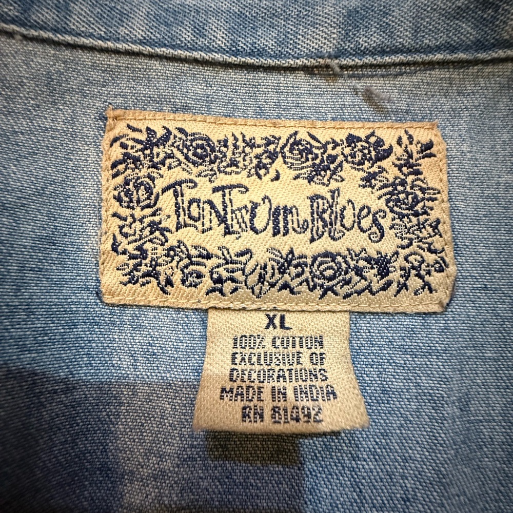 Tantrum Blues Vintage Denim Safari Button-Up Animal π¦ π¦ Shirt Size XL - Picture 8 of 16